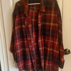 Old Navy Red and Navy Plaid Boyfriend Shirt